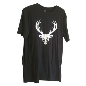 Bucked Up T Shirt Mens Large Black Graphic Logo American Flag Sleeve Casual